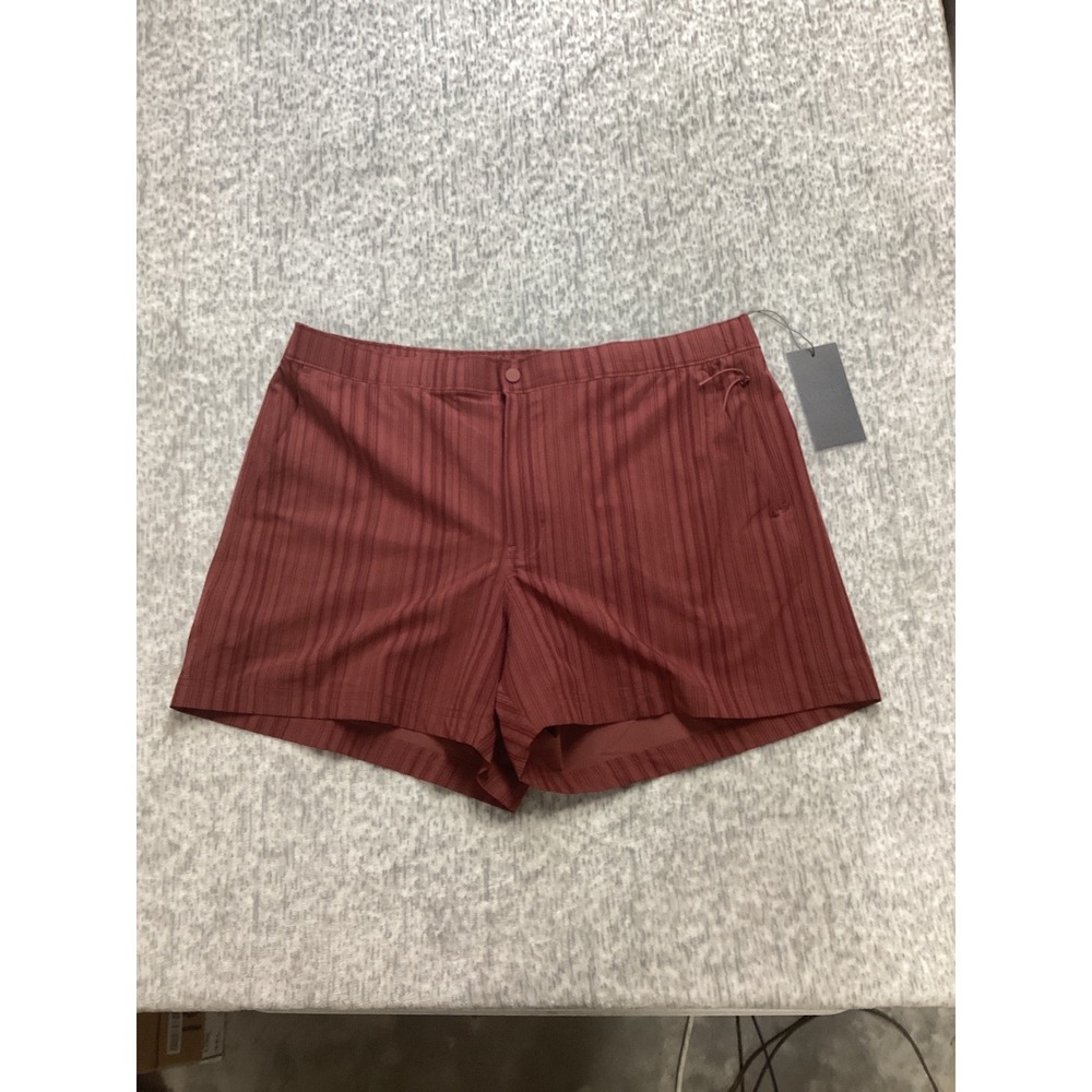 VRST Mens 5 Inch Resort Short Print Desert Rust Calm Stripe Slim Fit Small NEW